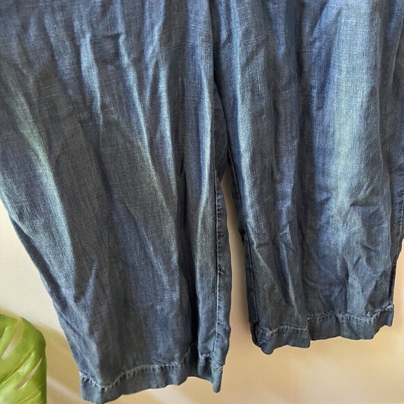 Talbots Jumpsuit Sz 10 Womens Blue Chambray Wide Leg Sleeveless Pants Ret $129 - Picture 7 of 12